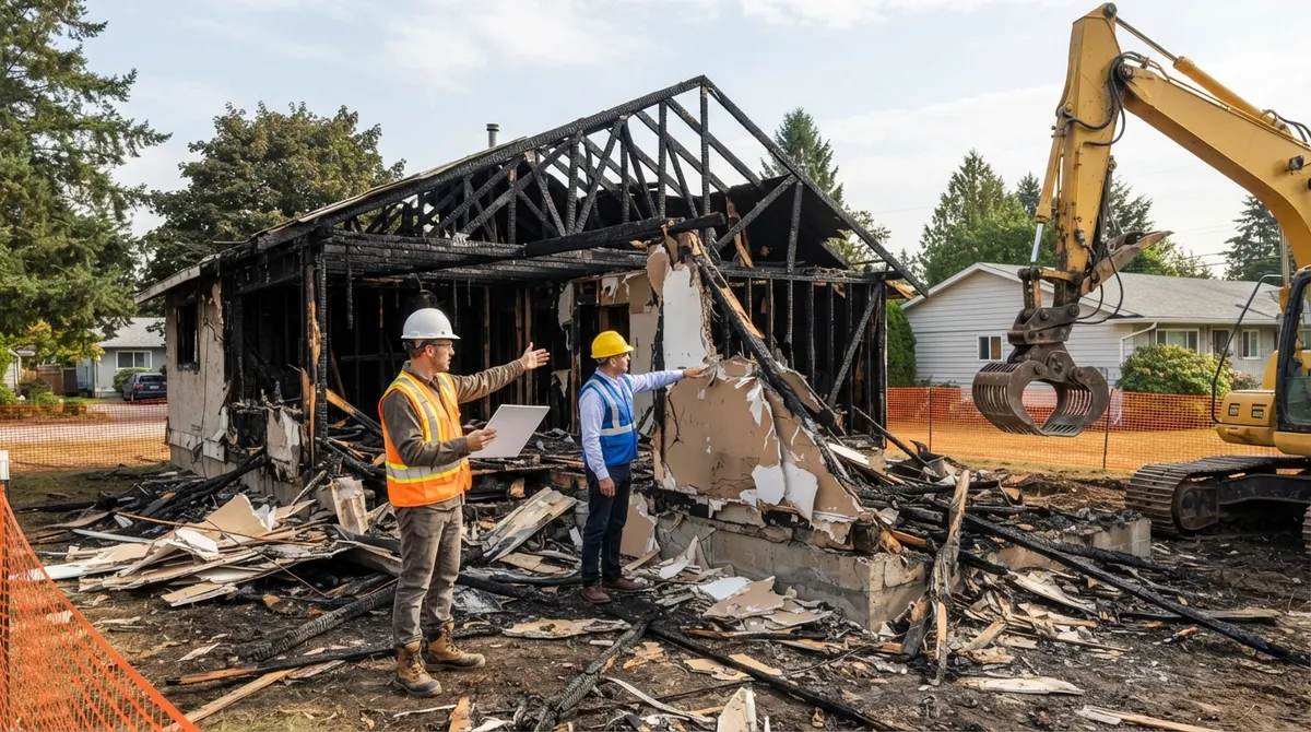 fire damaged house demolition