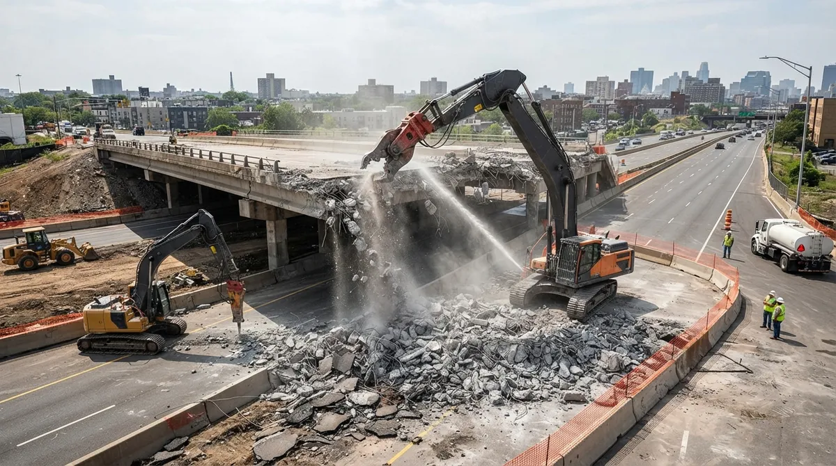bridge and road demolition