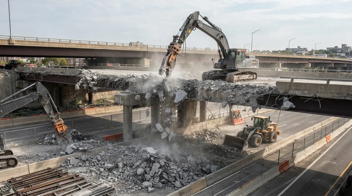 bridge and road demolition